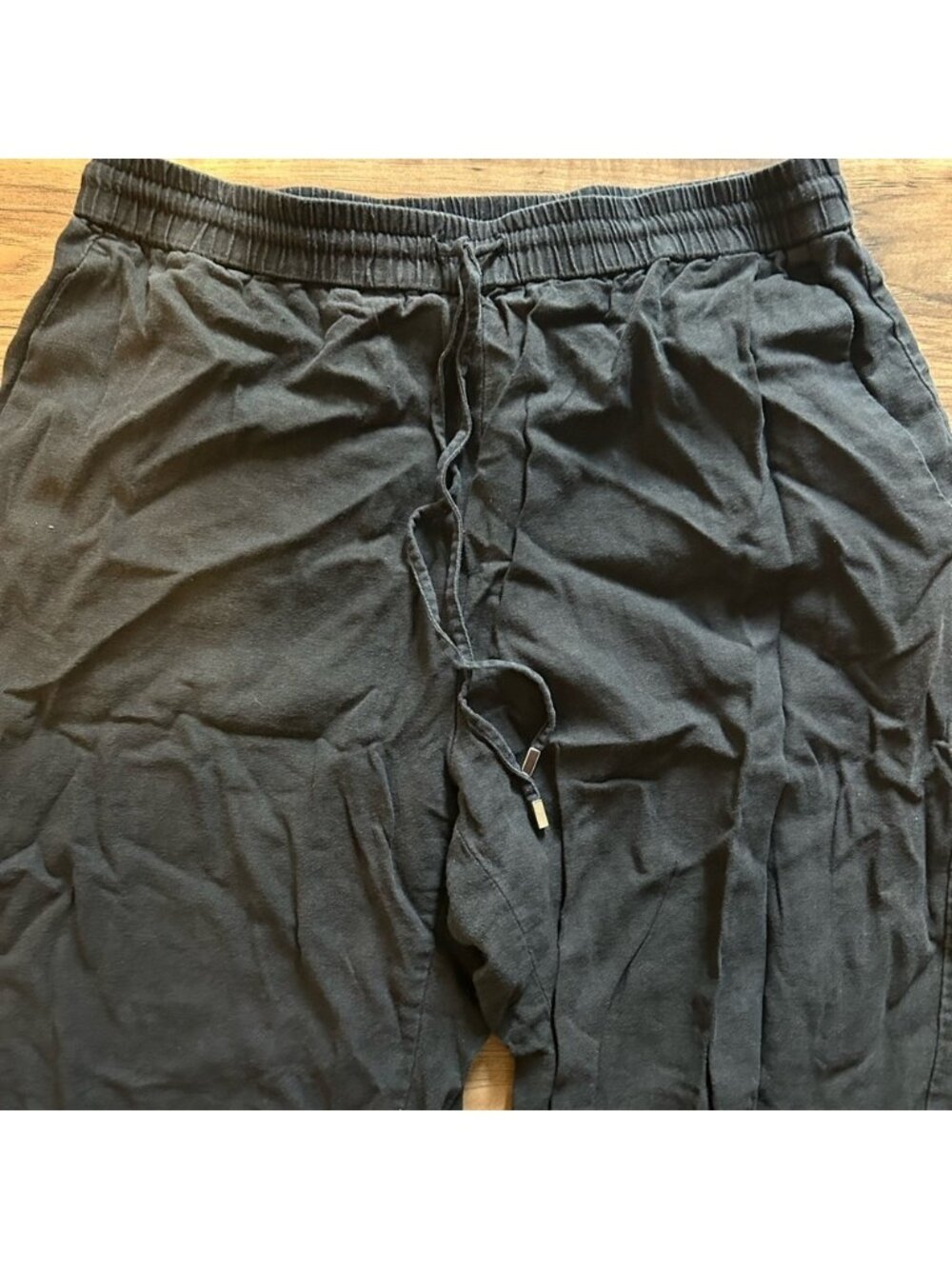 Black Joggers with Elastic Waistband and Drawstring - Picture 2 of 3